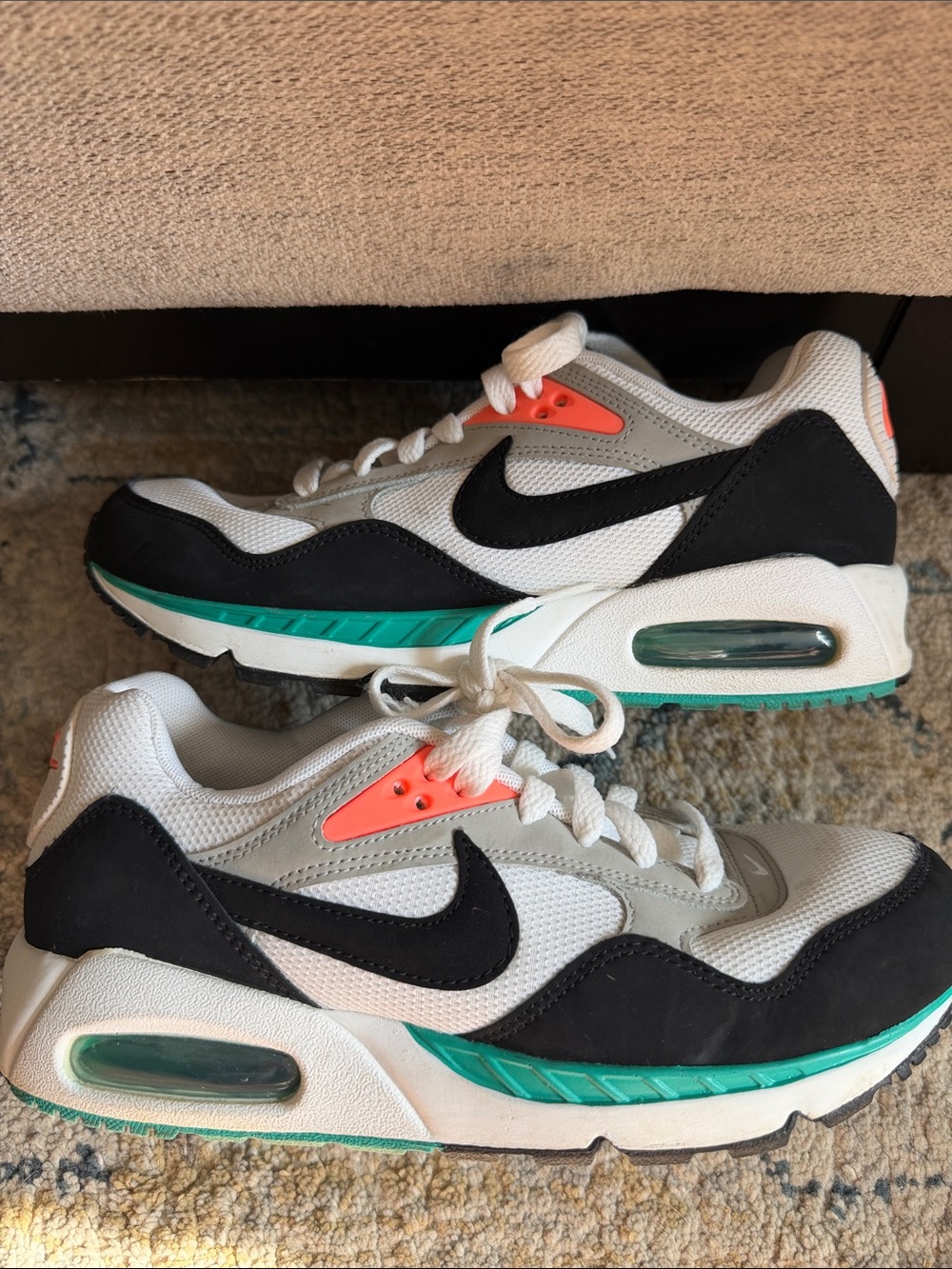 Nike Women's White Black Teal Coral Air Max-Style Sneakers - Size 8